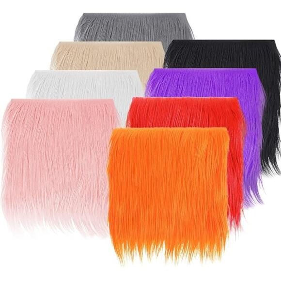 8 Pcs Faux Fox Fur Square Fabric 10 x 10 Inch Shaggy Fur Patches Fabric Cuts - Picture 7 of 7